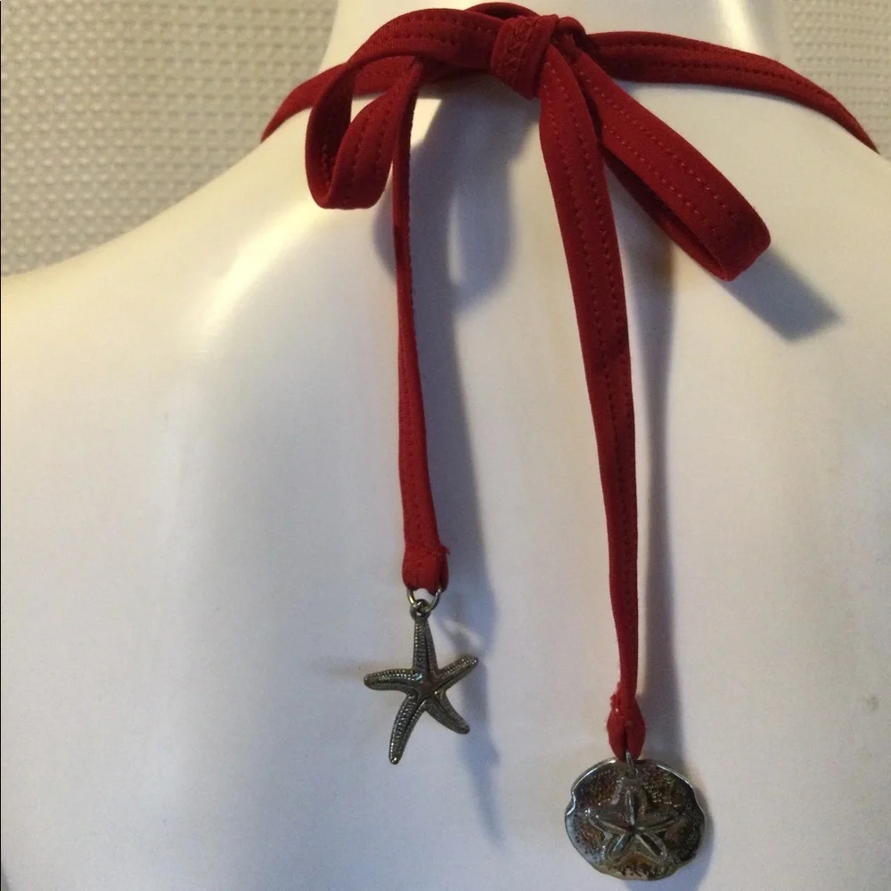 💎2xHP!💎GAP Body | RARE Burgundy String Bikini Top With Charms - Picture 3 of 11